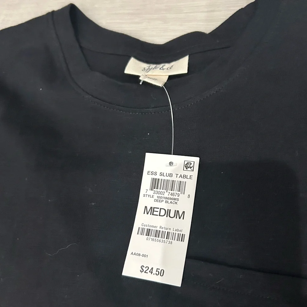 NWT Style & Co Women’s Black Tshirt - Picture 3 of 4